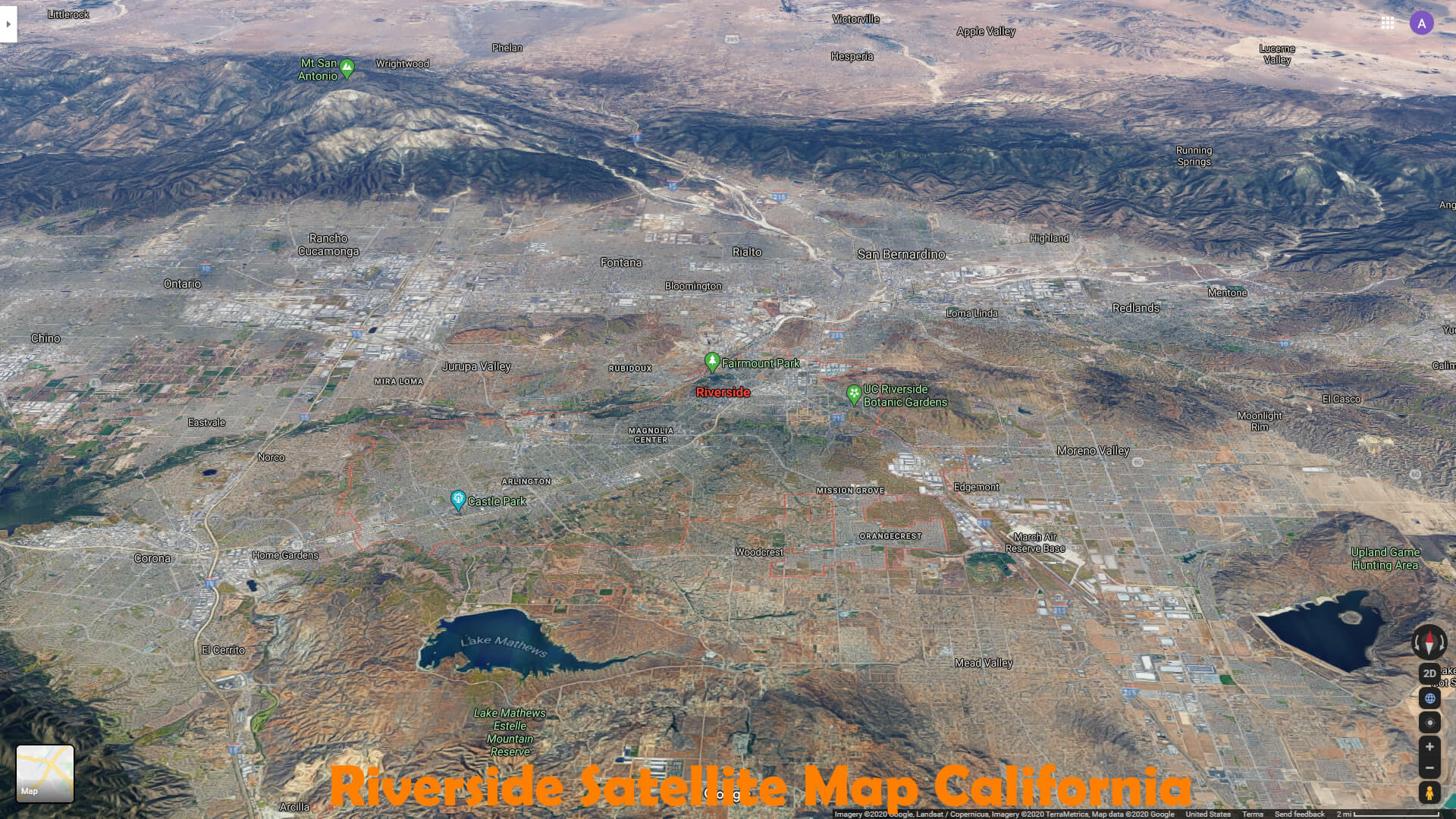 riviereside Satellite Carte californie